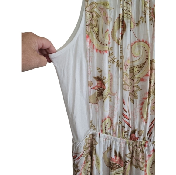 J. Jill Floral Paisley Apron Style Sleeveless Midi Summer Dress Large Petite - Picture 3 of 8